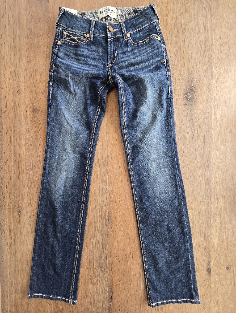 Ariat REAL Denim Jeans 26L Mid Rise Straight Leg Dark Wash NWT